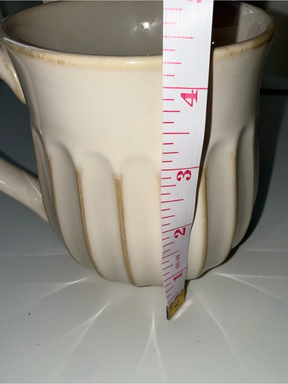 Target Cream Ribbed Ceramic Mug with Subtle Brown Accents